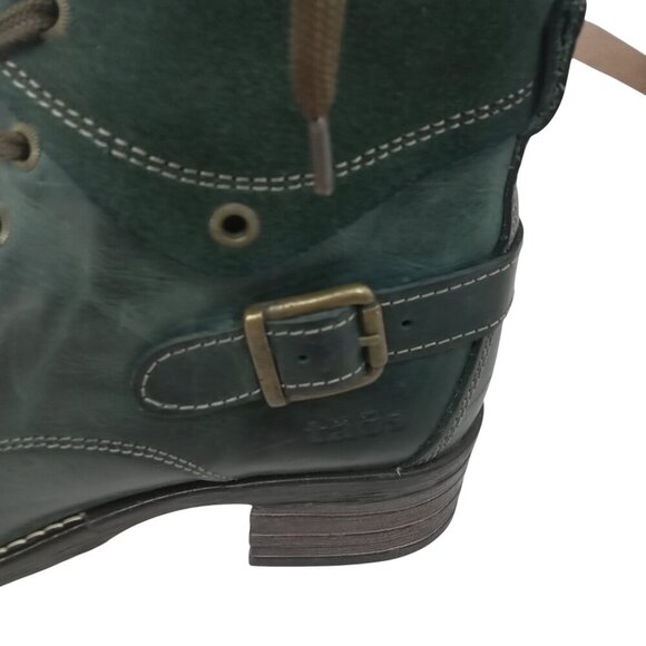 Taos Crave Leather Blue Green Moto Boots Size 37 US 6-6.5 Suede Teal Harness Zip - Picture 3 of 12